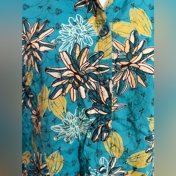 CAPPAGALLO Hawaiian Inspired Button Up Women’s Tee Size L - Picture 12 of 14